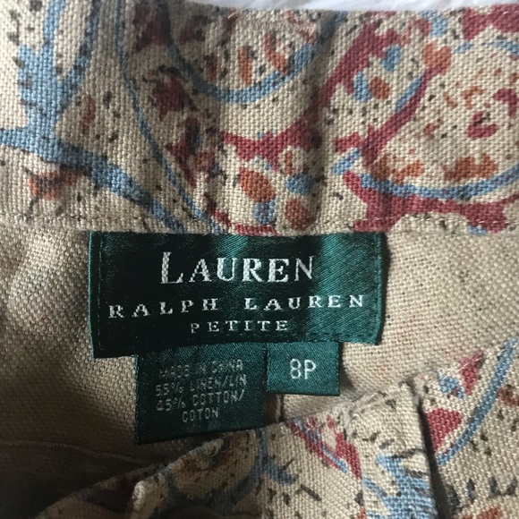 Lauren Paisley Linen Blend Capri Pants - Picture 4 of 5